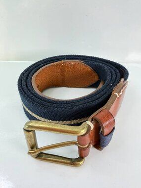Massimo Dutti Canvas & Leather Belt – Made in Spain – 115 cm